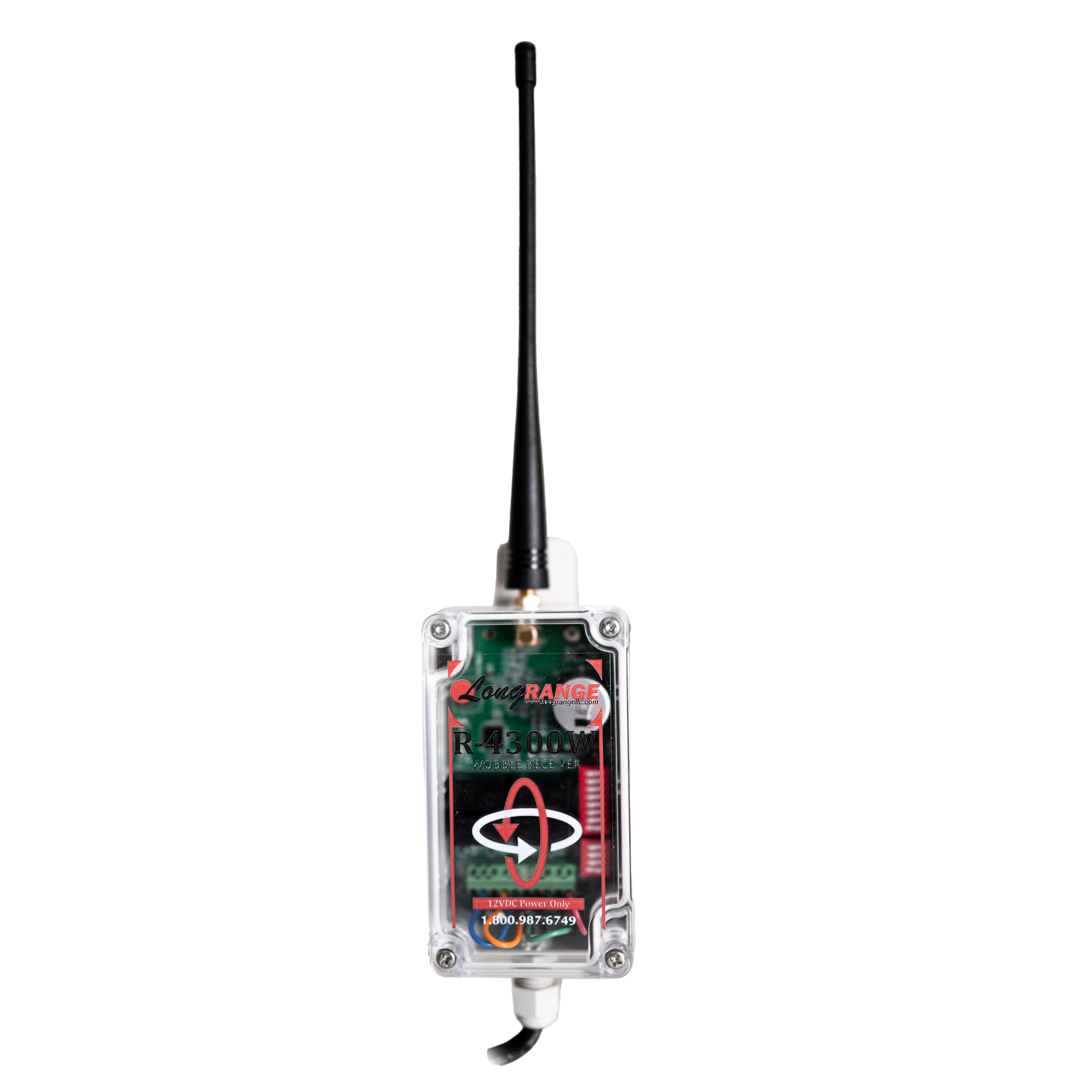 Target receiver with antenna on a white background